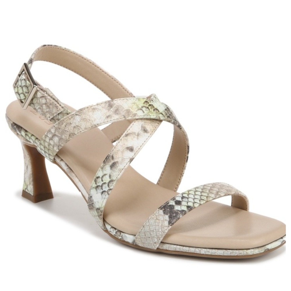 Naturalizer Kiki Lime Multi Snakeskin Print Strappy Heel‎ Sandals 10 Wide NIB